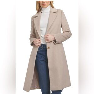 Cole Haan Notch Lapel Slick Wool Coat (New With Tags)